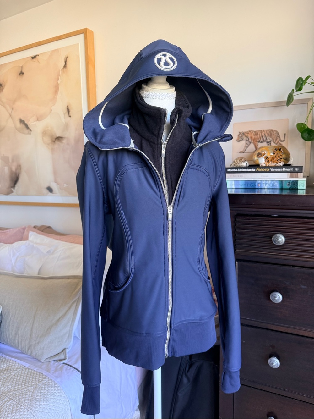 lululemon athletica Navy Hooded Performance Jacket w/zip out Fleece Front Lining